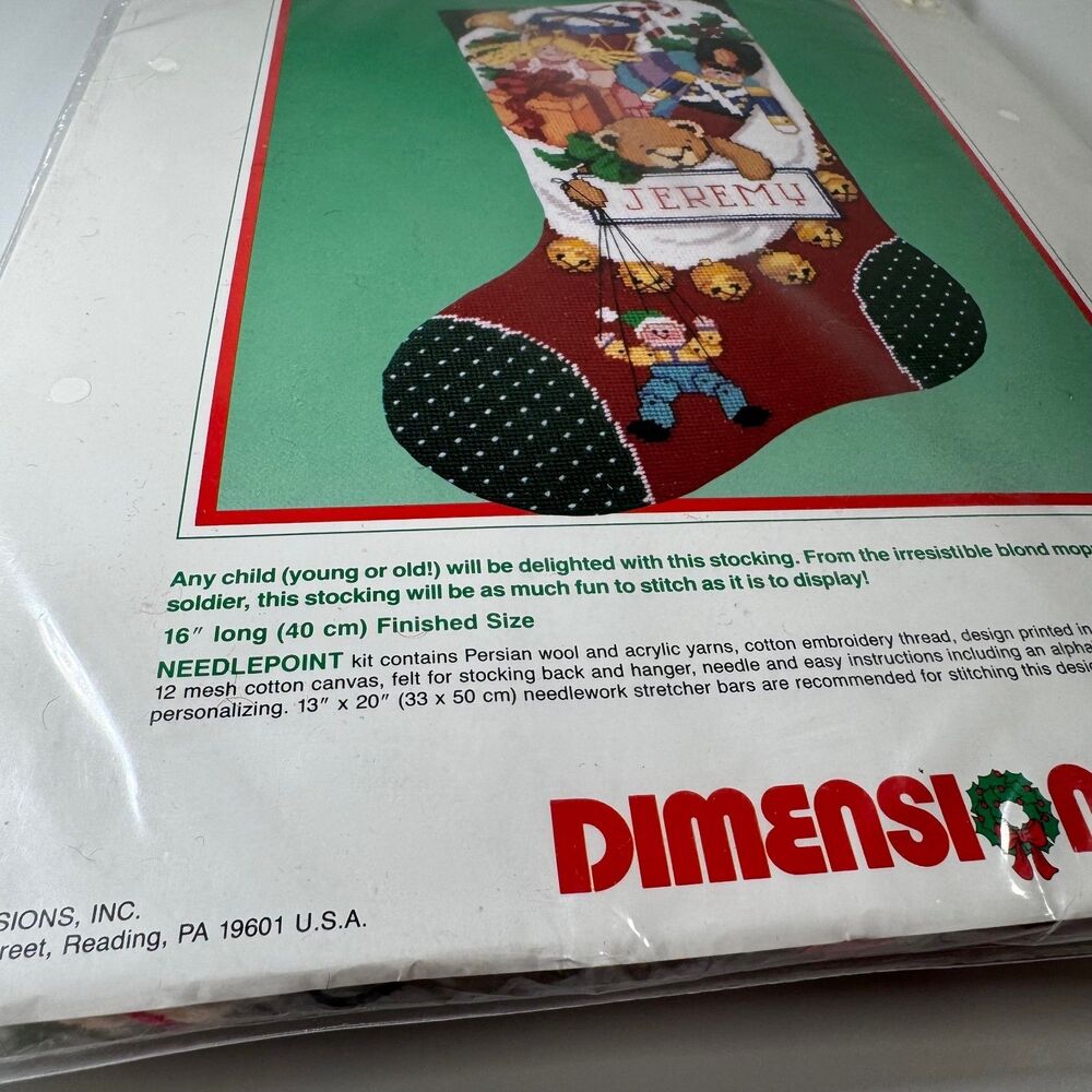 VTG DIMENSIONS Needlepoint Christmas Stocking Kit CHOCK FULL OF TOYS SEALED NEW - Picture 7 of 8